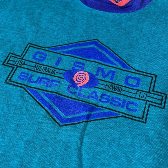 Vintage 80s Gismo Surf Classic Hawaii Double Collar Single Stitch T Shirt - Picture 5 of 12